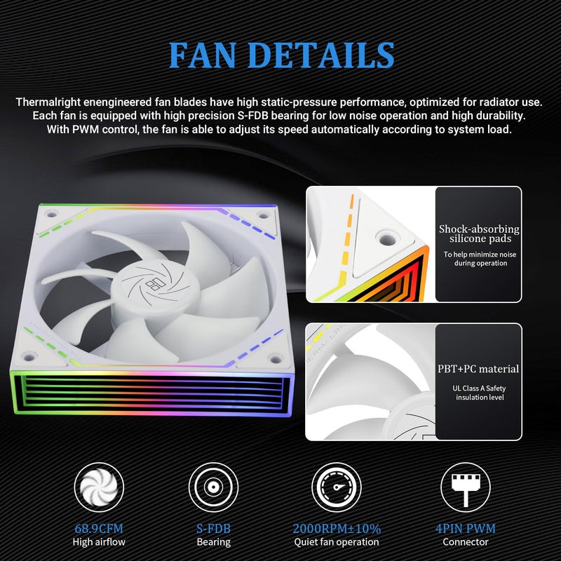 Thermalright Frozen Infinity 360 White Liquid CPU Cooler,Triple PWM Fans with 2000RPM,Desktop CPU Aio Cooler,for AM4/AM5&Intel LGA1150/1151/1200/2011/1700/1851,Infinity Mirror PC CPU Water Cooler - Image 5